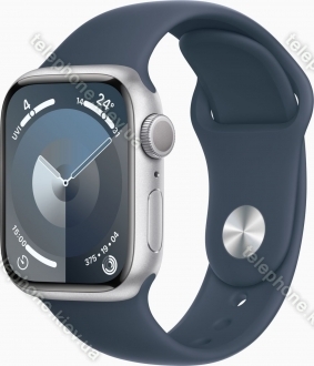 Apple Watch Series 9 (GPS) 41mm aluminium silver with sport wristlet S/M sturmblau 