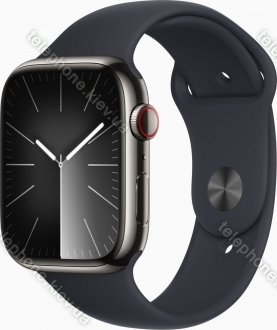 Apple Watch Series 9 (GPS + cellular) 45mm stainless steel graphite with sport wristlet M/L midnight 