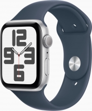 Apple Watch SE 2022 (GPS) 44mm silver with sport wristlet S/M sturmblau 