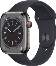 Apple Watch Series 8 (GPS + cellular) 45mm stainless steel graphite with sport wristlet midnight 