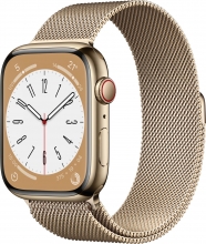 Apple Watch Series 8 (GPS + cellular) 45mm stainless steel gold with Milanaise-Wristlet gold 