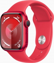 Apple Watch Series 9 (GPS) 41mm aluminium (PRODUCT)RED with sport wristlet M/L (PRODUCT)RED 