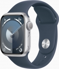 Apple Watch Series 9 (GPS) 41mm aluminium silver with sport wristlet S/M sturmblau 