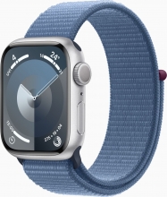 Apple Watch Series 9 (GPS) 41mm aluminium silver with Sports Loop winterblau 