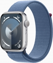 Apple Watch Series 9 (GPS) 45mm aluminium silver with Sports Loop winterblau 