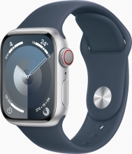 Apple Watch Series 9 (GPS + cellular) 41mm aluminium silver with sport wristlet M/L sturmblau 