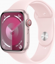 Apple Watch Series 9 (GPS + cellular) 45mm aluminium rose red with sport wristlet M/L light pink 