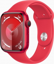 Apple Watch Series 9 (GPS + cellular) 45mm aluminium (PRODUCT)RED with sport wristlet S/M (PRODUCT)RED 