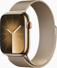 Apple Watch Series 9 (GPS + cellular) 45mm stainless steel gold with Milanaise-Wristlet gold 
