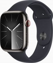 Apple Watch Series 9 (GPS + cellular) 45mm stainless steel graphite with sport wristlet M/L midnight 
