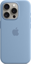 Apple silicone case with MagSafe for iPhone 15 Pro winterblau 