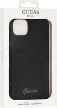 Guess liquid Silicone Metal Logo case for Apple iPhone 14 Plus black 