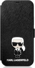Karl Lagerfeld Book Cover Saffiano Ikonik metal for Apple iPhone 12 mini black 