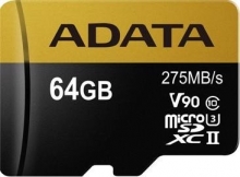 ADATA Premier ONE R275/W155 microSDXC 64GB Kit, UHS-II U3, Class 10
