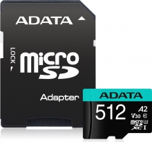 ADATA Premier Pro R100/W80 microSDXC 512GB Kit, UHS-I U3, A2, Class 10