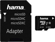 Hama High Speed R22 microSDXC 64GB Adapter Kit, UHS-I U1, Class 10