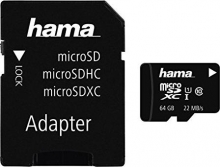 Hama High Speed R22 microSDXC 64GB Adapter Kit, Class 10