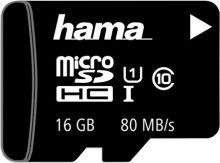 Hama R80 microSDHC 16GB Kit, UHS-I, Class 10