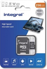 Integral High Speed R100/W30 microSDXC 256GB Kit, UHS-I U3, A1, Class 10