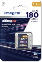 Integral ultima PRO R180/W150 SDXC 512GB, UHS-I U3, Class 10