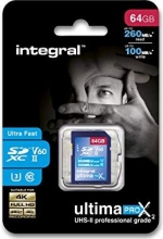 Integral ultima PRO X2 R260/W100 SDXC 64GB, UHS-II U3, Class 10