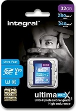 Integral ultima PRO X2 R280/W240 SDHC 32GB, UHS-II U3, Class 10