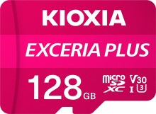 KIOXIA EXCERIA PLUS R100/W65 microSDXC 128GB Kit, UHS-I U3, A1, Class 10
