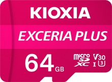 KIOXIA EXCERIA PLUS R100/W65 microSDXC 64GB Kit, UHS-I U3, A1, Class 10