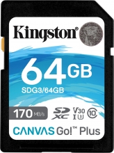 Kingston Canvas Go! Plus R170/W70 SDXC 64GB, UHS-I U3, Class 10
