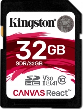 Kingston Canvas React R100/W70 SDHC 32GB, UHS-I U3, Class 10