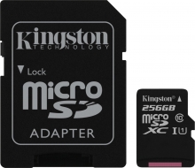 Kingston Canvas Select R80 microSDXC 256GB Kit, UHS-I U1, Class 10