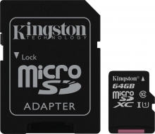 Kingston Canvas Select R80 microSDXC 64GB Kit, UHS-I U1, Class 10