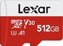 Lexar E-Serie R100/W30 microSDXC 512GB Kit, UHS-I U3, A1, Class 10