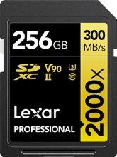 Lexar Professional 2000x Gold Series R300/W260 SDXC 256GB, UHS-II U3, Class 10