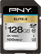 PNY Elite-X R100 SDXC 128GB, UHS-I U3, Class 10