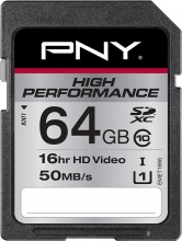 PNY High Performance R50 SDXC 64GB, UHS-I, Class 10