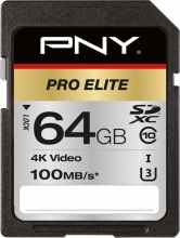 PNY Pro Elite R100/W90 SDXC 64GB, UHS-I U3, Class 10