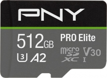 PNY Pro Elite R100/W90 microSDXC 512GB Kit, UHS-I U3, A2, Class 10