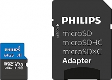 Philips microSDXC R100 microSDXC 64GB Kit, UHS-I U3, A1, Class 10