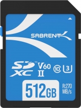 Sabrent Rocket V60 R270/W170 SDXC 512GB, UHS-II U3, Class 10