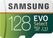 Samsung EVO Select R100/W90 microSDXC 128GB Kit, UHS-I U3, Class 10