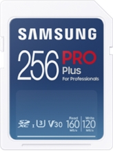 Samsung PRO Plus for Professionals R160/W120 SDXC 256GB USB-Kit, UHS-I U3, Class 10