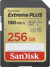 SanDisk Extreme PLUS R190/W130 SDXC 256GB, UHS-I U3, Class 10