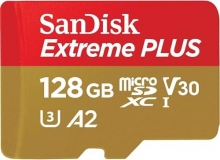 SanDisk Extreme PLUS R200/W90 microSDXC 128GB Kit, UHS-I U3, A2, Class 10