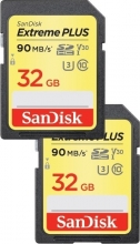 SanDisk Extreme PLUS R90/W60 SDHC 32GB, UHS-I U3, Class 10, 2er-Pack