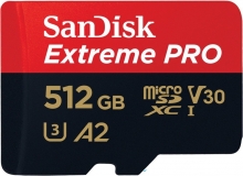 SanDisk Extreme PRO R170/W90 microSDXC 512GB Kit, UHS-I U3, A2, Class 10