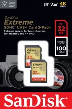 SanDisk Extreme R100/W60 SDHC 32GB, UHS-I U3, Class 10, 2er-Pack