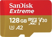 SanDisk Extreme R160/W90 microSDXC 128GB, UHS-I U3, A2, Class 10