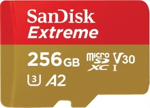 SanDisk Extreme R190/W130 microSDXC 256GB, UHS-I U3, A2, Class 10