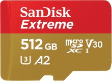 SanDisk Extreme R190/W130 microSDXC 512GB, UHS-I U3, A2, Class 10